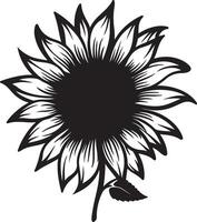 Sunflower Silhouette Vector Illustration White Background