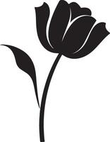 Tulip Flower Silhouette Vector Illustration White Background