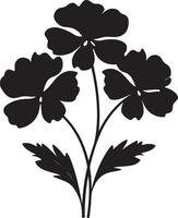 Geranium Flower Silhouette Vector Illustration White Background