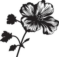 Geranium Flower Silhouette Vector Illustration White Background