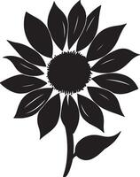 Sunflower Silhouette Vector Illustration White Background