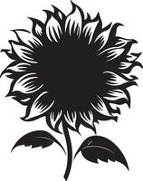 Sunflower Silhouette Vector Illustration White Background