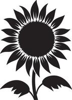 Sunflower Silhouette Vector Illustration White Background