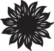 Sunflower Silhouette Vector Illustration White Background