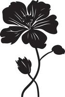 Geranium Flower Silhouette Vector Illustration White Background