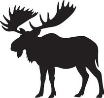 Moose Silhouette Vector Illustration White Background