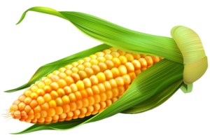 AI generated Ripe Corn Cob with Green Leaves png