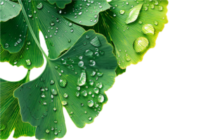 ai gegenereerd ginkgo biloba bladeren met water druppels PNG