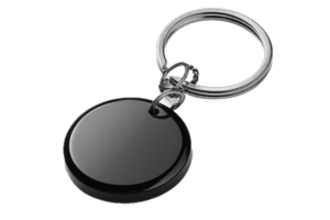 AI generated Black Keychain Tag with Chrome Ring png