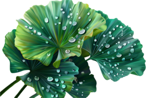 AI generated Ginkgo Biloba Leaves with Water Droplets png
