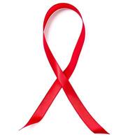AI generated Red awareness ribbon, mental health and cancer awareness week symbol. photo