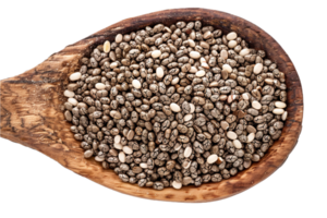 AI generated Chia Seeds on Wooden Spoon png