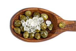 AI generated Marinated Capers in Wooden Spoon png