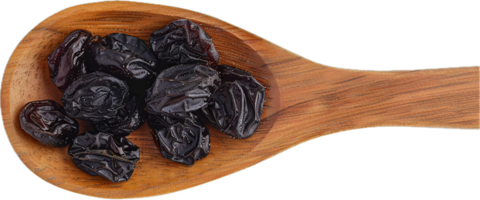 AI generated Dried Prunes on Wooden Spoon png