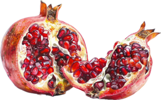 AI generated Fresh Cut Pomegranate with Juicy Seeds png