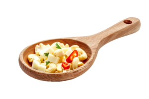 AI generated Cheese, Cashews, and Red Pepper in Wooden Spoon png