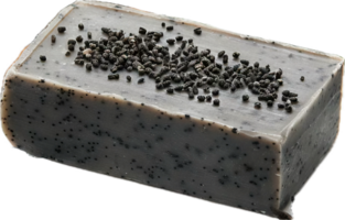 AI generated Handmade Black Charcoal Soap Bar with Scrub Particles png