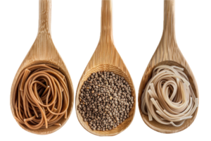 AI generated Wooden Spoons with Pasta and White Peppercorns png