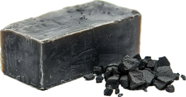 AI generated Handmade Black Charcoal Soap Bar with Scrub Particles png