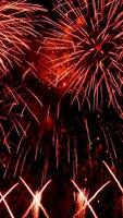 4k nieuw jaar vooravond vuurwerk viering lus van echt vuurwerk achtergrond video