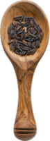 AI generated Wooden Spoon Full of Black Rice Grains png