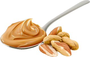 AI generated Spoon of Smooth Peanut Butter and Peanuts png