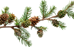 AI generated Evergreen Hemlock Sprig with Cones png