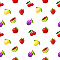 Summer seamless pattern with fruits and berry. png