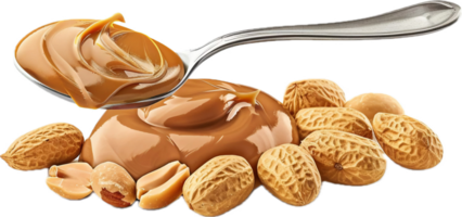 AI generated Spoon of Smooth Peanut Butter and Peanuts png