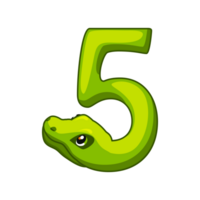 serpente Fonte. dígito 5. desenho animado cinco número png