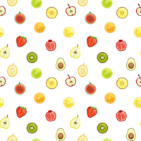 Summer seamless pattern with half fruits. png