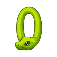 serpente Fonte. dígito 0. desenho animado zero número png