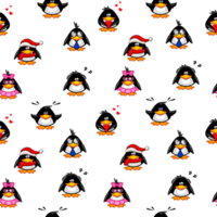 Seamless pattern with the Penguins  on a transparent background. Cartoon pattern. png