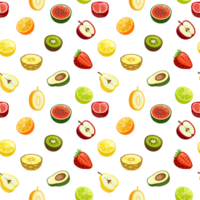 Seamless pattern with half fruits and berries png