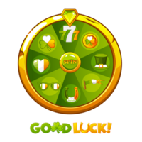 Green Lucky Wheel of Fortune, Spin for St.Patrick Day. Lucky spin. png