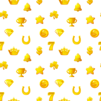 Seamless pattern with Golden slot icons on a transparent background. png