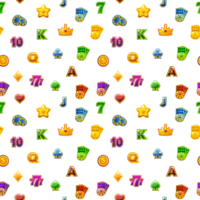 Seamless pattern with colored Slot icons png