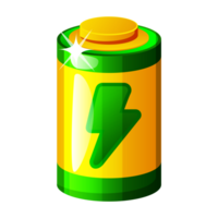 Green battery. Glass power battery illustration. png