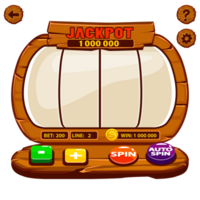 Wooden Lucky Empty Slot Machine. Casino Fortune, Spin Wheel for Gambling. UI for 2D game png