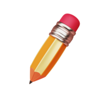 3d pencil icon. With cute cartoon style png