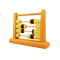 Abacus cartoon style 3d rendering, number concept game, mathematics png