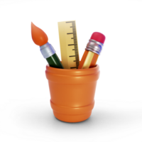 3D Stationery Illustration Design with cartoon style. Office or school supplies png