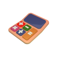 3d Chocolat calculatrice dans 3d rendre illustration. math outil. 3d minimal calculatrice png