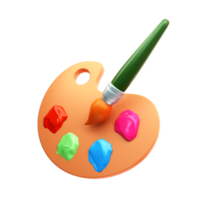 réaliste le rendu 3d La peinture art palette avec brosses. 3d illustration, outils pour dessin png