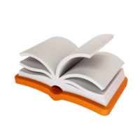 aberto livro, caderno com branco papel em branco página, desenho animado mínimo estilo, 3d render png