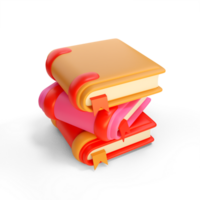 Stack of books in 3d rendering for Education and science concepts with cartoon style png