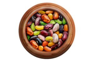 AI generated Colorful Jelly Beans in a Ceramic Bowl png