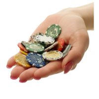 AI generated hand holding poker chips png