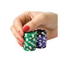 AI generated hand holding poker chips png