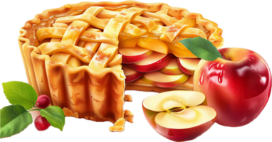 ai generiert frisch gebacken Apfel Kuchen mit geschnitten Äpfel png